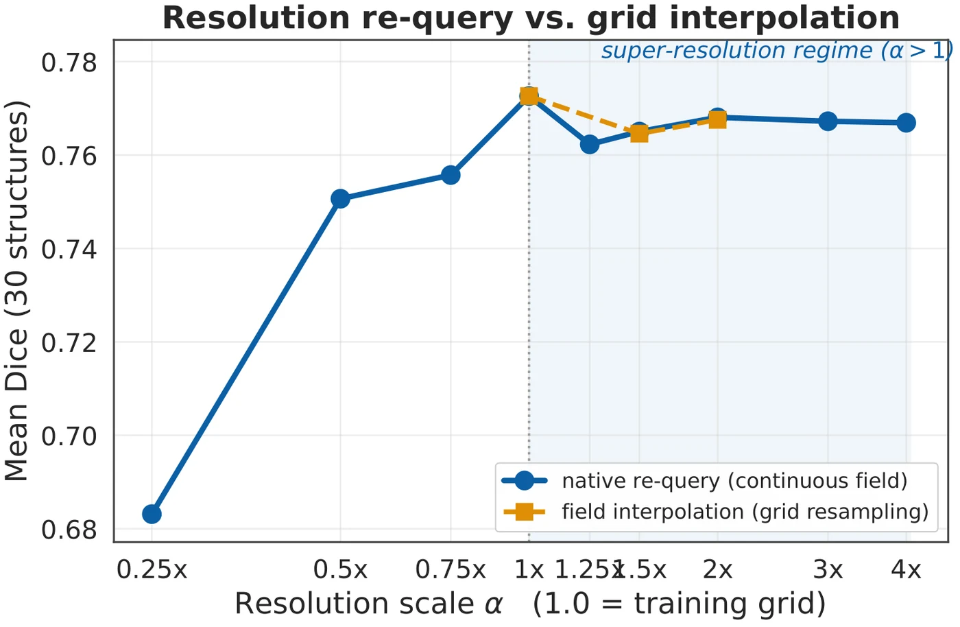 Re-querying the trained field across output resolutions